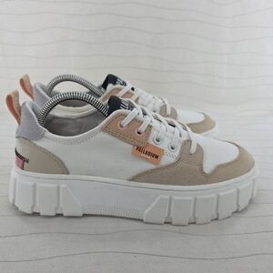 Palladium Womens Pallatower Lo Leather Platform Tofu Beige Tan Shoes Size 8